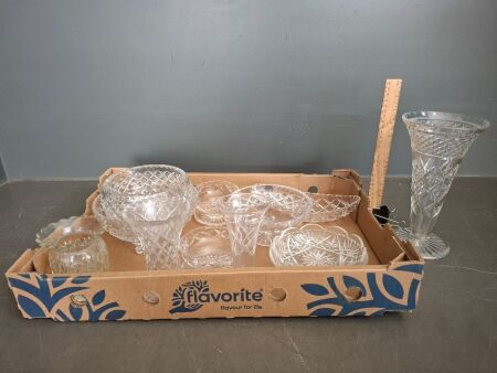 Mixed Crystalware lot inc. Vases and Bowls