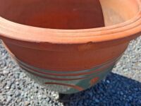 Pair terracotta garden pots with green glaze - 4