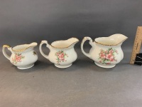 Set of 3 Graduated Jugs - Creampetal by Grindley - 3