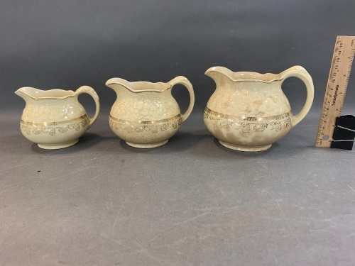 Set 3 Graduated Crown Ducal Florentine Jugs - As Is