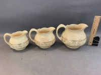 Set 3 Graduated Crown Ducal Florentine Jugs - As Is - 5