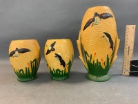 Set 3 Vintage English Vases with Ducks c1930's - 2