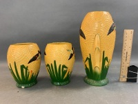 Set 3 Vintage English Vases with Ducks c1930's - 3