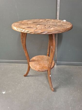Vintage Handcarved Wooden Side Table