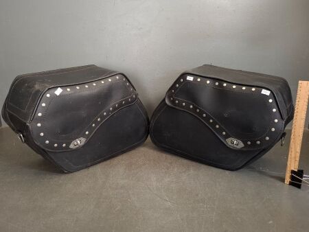 Pair Studded Throw Over Motorcycle Saddle Bags