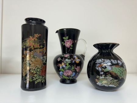 2 Handpainted Japanese Vases & 1 Jug
