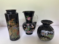 2 Handpainted Japanese Vases & 1 Jug - 2