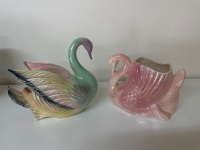 Lustreware Iridescent Swan Vases - 2