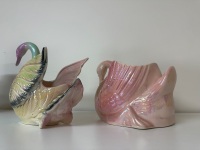 Lustreware Iridescent Swan Vases - 3