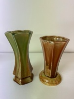 2 Pates Pottery Green and Brown Drip Vases - Australia - 2