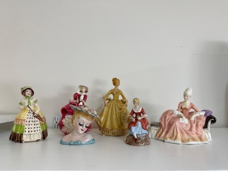 6 Ceramic Lady Figurines - Including Royal Doulton & Koala