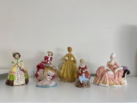 6 Ceramic Lady Figurines - Including Royal Doulton & Koala