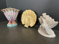 3 Lustreware Bird Style Vases - 2