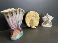 3 Lustreware Bird Style Vases - 3