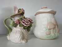 Kaldun & Bogle Ceramic Bunny Teapot and Arnels Ceramic Mushroom Jar - 3