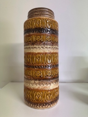 West German Scheurich Ceramic Floor Vase - features Foligno Relief Pattern