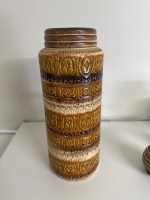West German Scheurich Ceramic Floor Vase - features Foligno Relief Pattern - 2