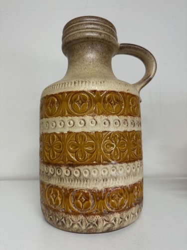 West German Scheurich Handled Ceramic Floor Vase