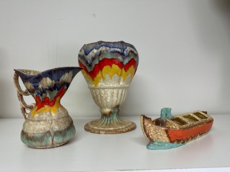 3 Czechoslovakia Handcrafted Ceramic Vases