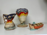 3 Czechoslovakia Handcrafted Ceramic Vases