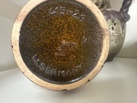 3 West German Brown Speckled Handle Vases - 5