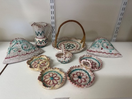 Collection of Vintage Dulane Italy Hand Painted Pottery Pieces