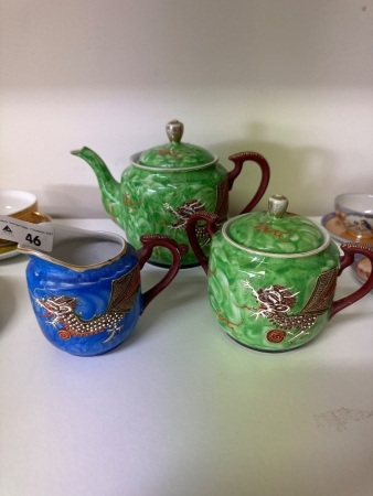 Handpainted Ceramic Asian Style Tea Service