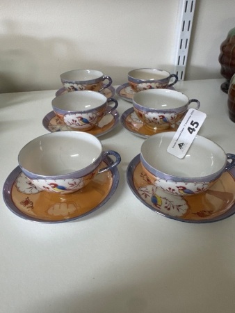 6 Fine Bone China Japanese Teacups & Saucers
