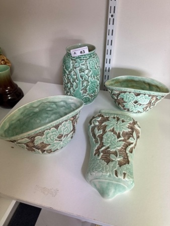 3 Indiantree Handpainted H.J.Wood Ltd England Vases