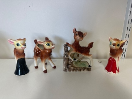 Bambi Salt & Pepper Shakers & 2 Bambi Figurines