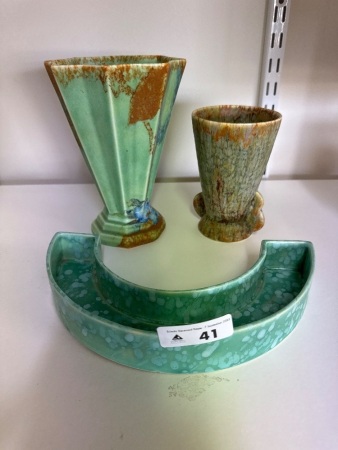 Crown and Devon Vase + 2 Speckled Vases