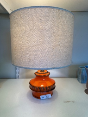 Small West German Orange Glazed Lamp