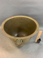 Vintage Brass Bowl with Lions Head Handles - Stamped to Bottom - 5