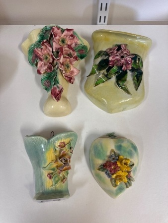 4 Floral Wall Vases