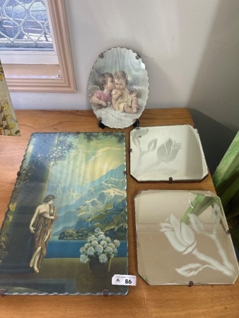 4 Decorative Mirrored Plaques