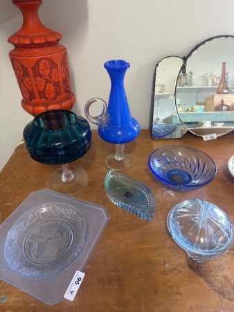 Collection of Vintage Blue Glass Decorator Items