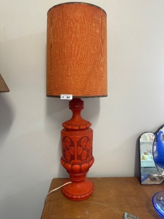 Orange Ceramic Table Lamp with Leaf Design