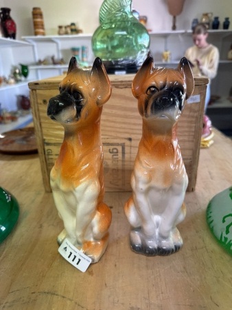 2 Vintage Porcelain Dog Statues