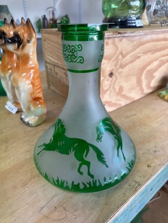Vintage Green Glass Decanter