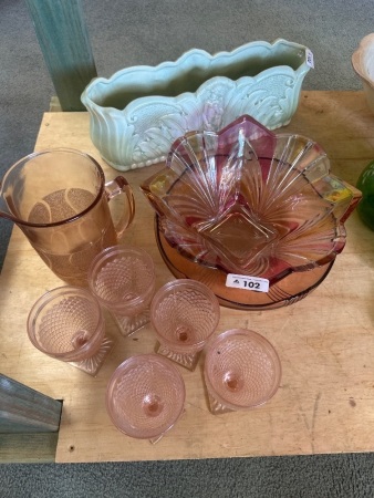 Collection of Vintage Pink Glass Decorator Items
