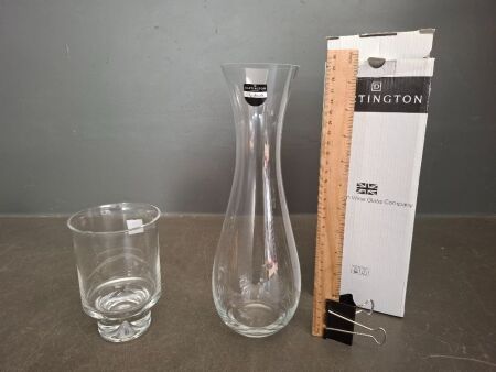 Dartington Crystal Decanter - As new + Candle Holder
