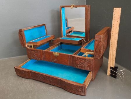 Vintage Asian Carved Jewellery Box