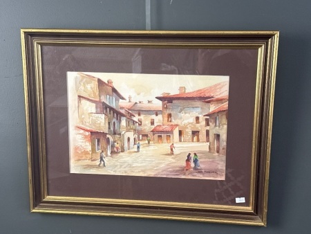Original Artwork by Jean Sindelar Street in Spain Water Colour
