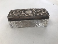 Antique Cut Glass Pill Box With Hallmarked Silver Lid