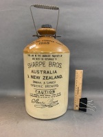 Vintage Sharpe Bros Salt Glazed Stoneware Ginger Beer Flagon c1948 with Original Handle & Stopper