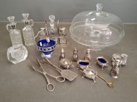 Large Selection of Cruet Sets & Glass Cake Holder with Bear Paper Weight