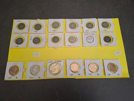Collection of Australian Shillings & Various Coins