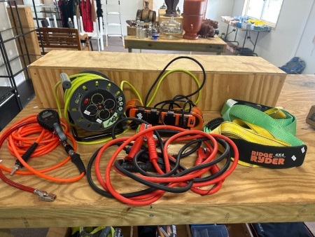 Heavy Duty Tie Downs, Jumper Leads, Tyre Hose, Retractable Power Lead & Power Board