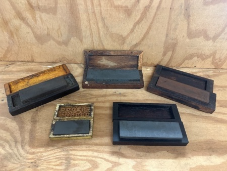 5 Vintage Boxed Sharpening Stones