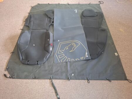 Rhino USA Torno Cover Model TD- RSRE1X10-SL & Pair Supa Fit Car Seat Covers with MAGPAD Desk Pad